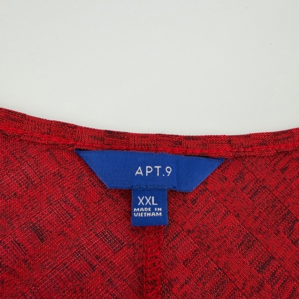APT 9‎ Red Chevron Print Long Sleeve V Neck Top Women's Plus Size XXL - Picture 3 of 6
